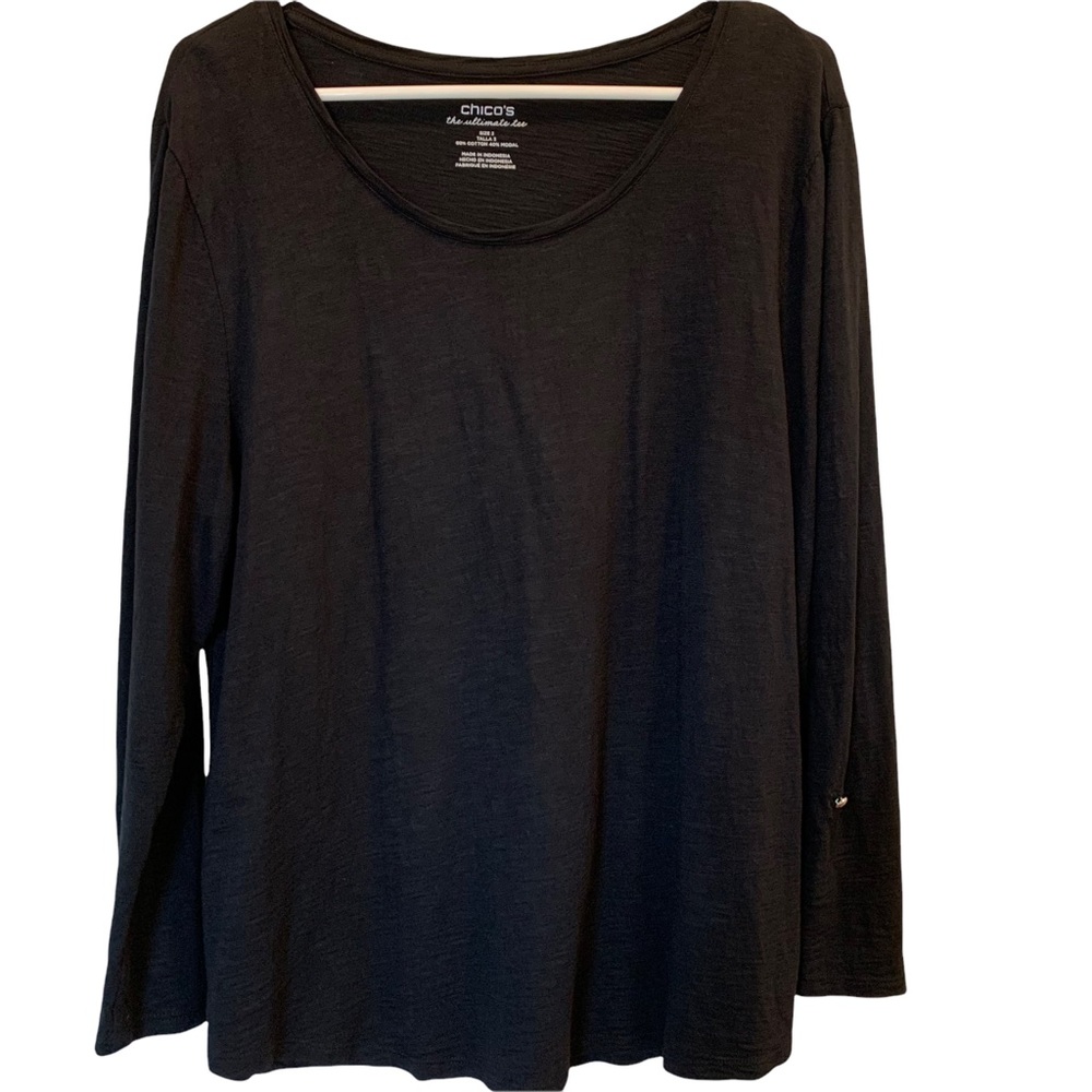 Chico’s T-Shirt Black Long Sleeve Size 16